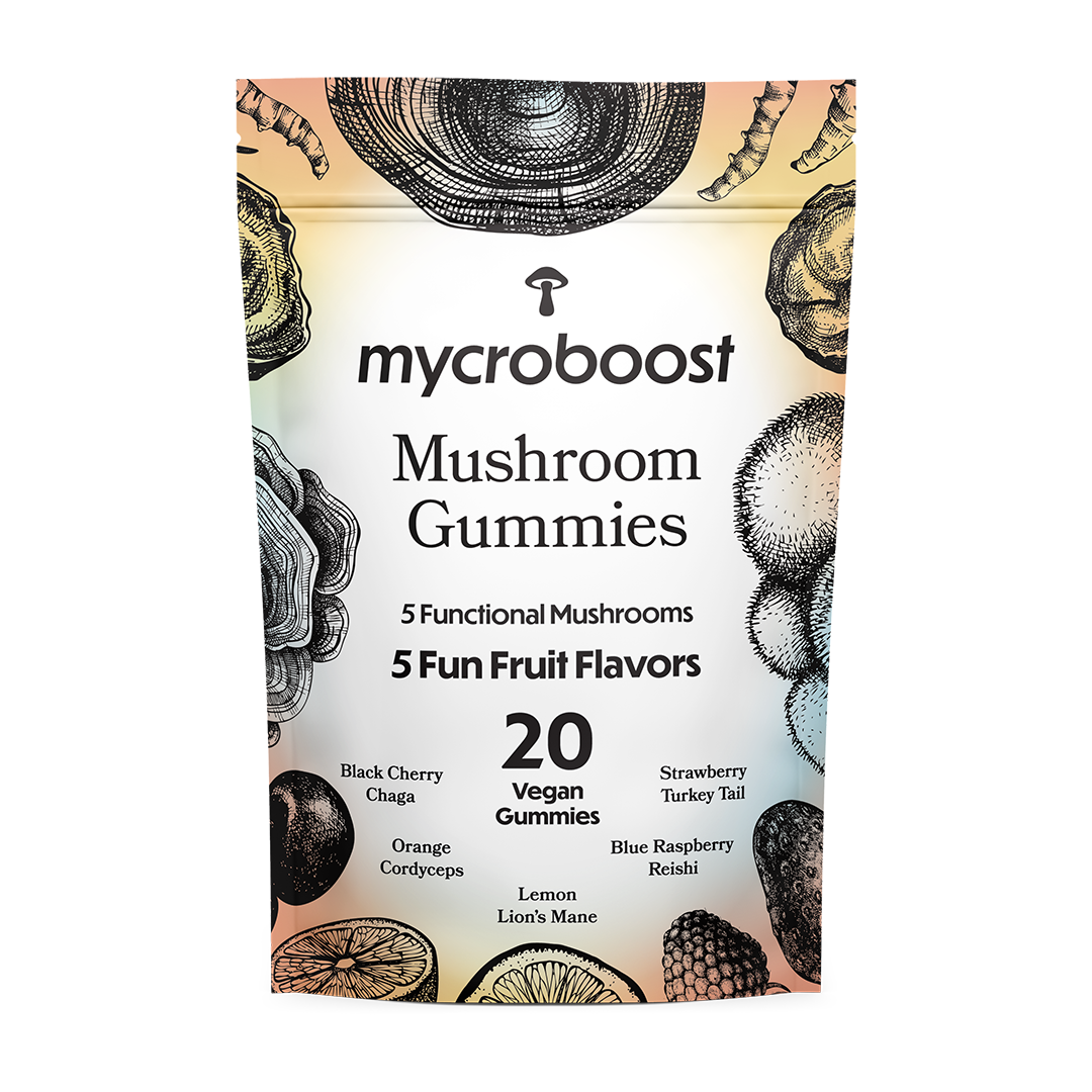 Mycroboost Functional Mushroom Vegan Gummies 20-Ct Bag Front